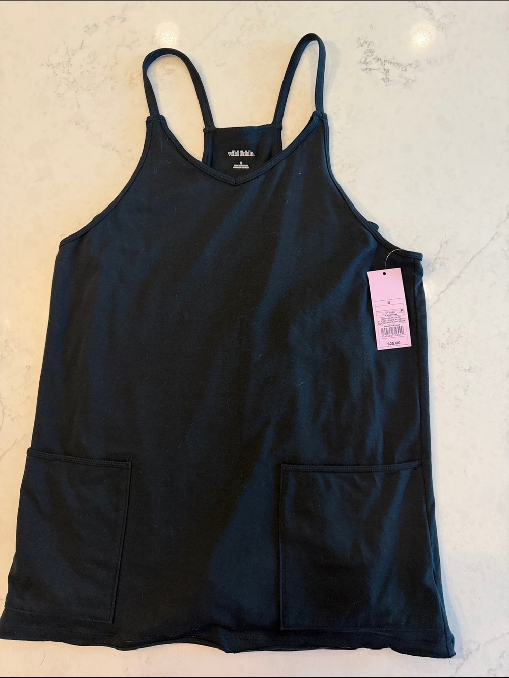 Wild fable black dress with built in shorts for romper style with front pockets